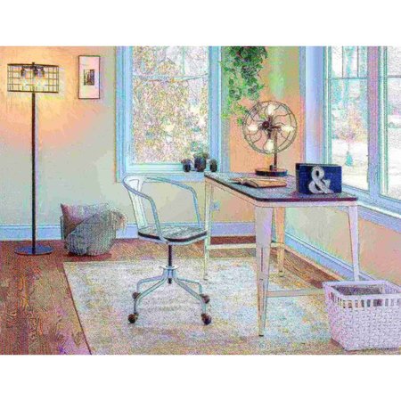 Lumisource Oregon Task Chair in Vintage White Metal and Espresso Bamboo OC-OR VW+E